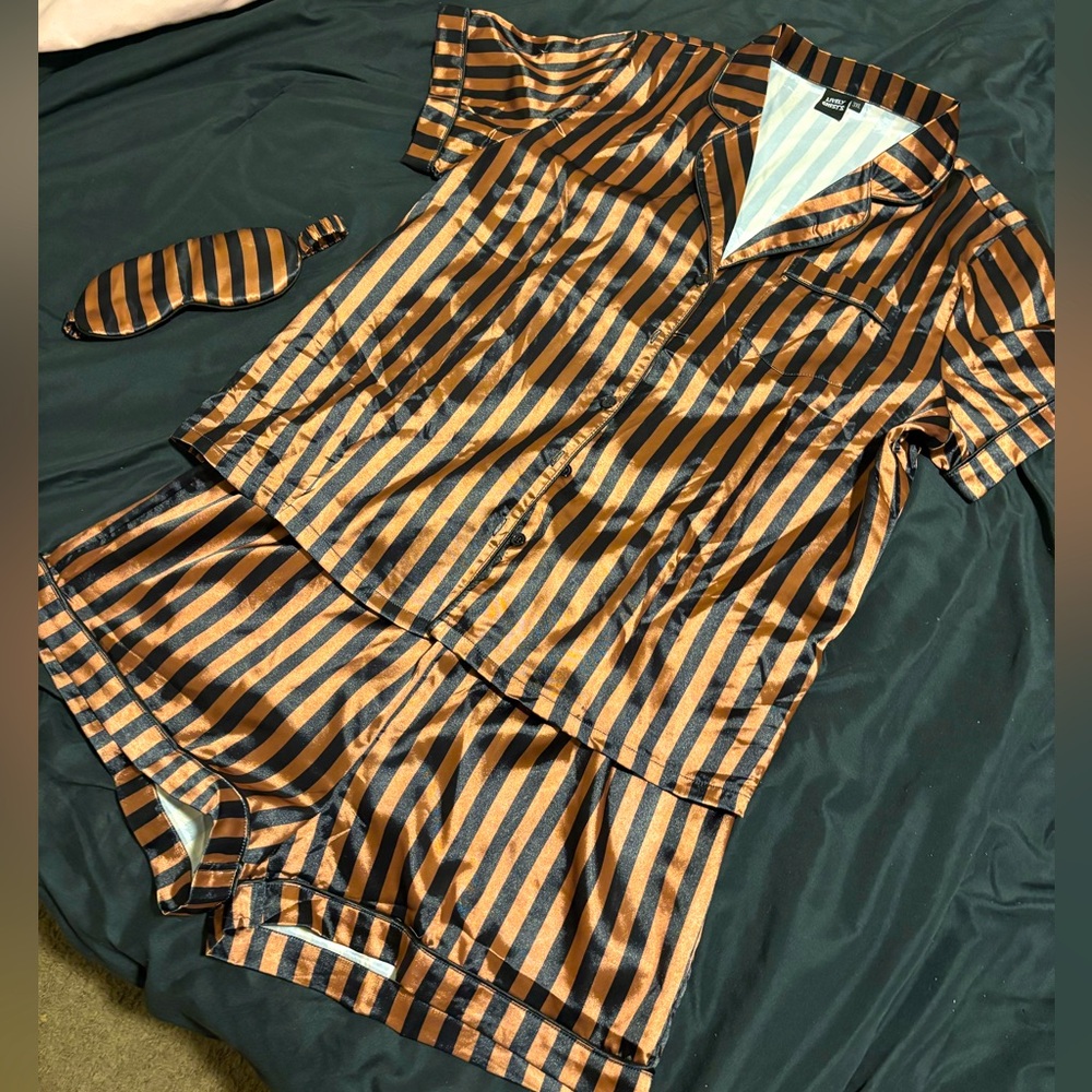 BRAND NEW SATIN STRIPED PAJAMA SET